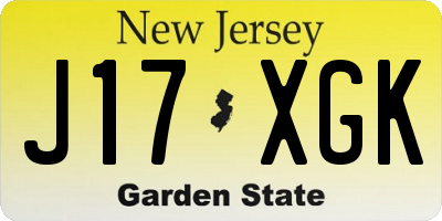 NJ license plate J17XGK