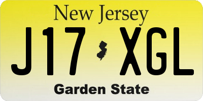 NJ license plate J17XGL