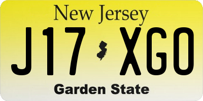 NJ license plate J17XGO
