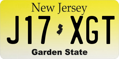 NJ license plate J17XGT