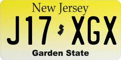 NJ license plate J17XGX