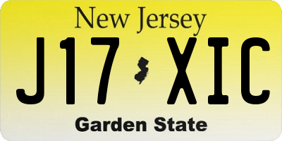 NJ license plate J17XIC