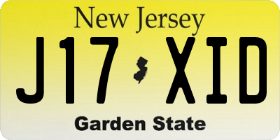 NJ license plate J17XID