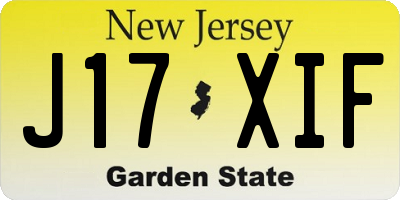 NJ license plate J17XIF