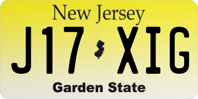 NJ license plate J17XIG