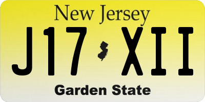 NJ license plate J17XII