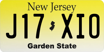 NJ license plate J17XIO