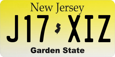 NJ license plate J17XIZ
