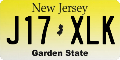 NJ license plate J17XLK