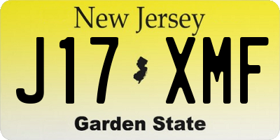 NJ license plate J17XMF