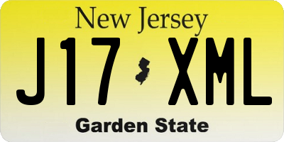 NJ license plate J17XML