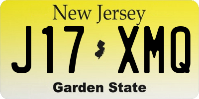 NJ license plate J17XMQ