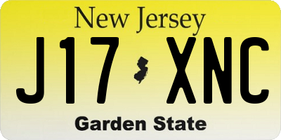 NJ license plate J17XNC
