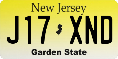 NJ license plate J17XND