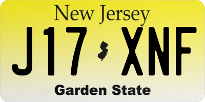 NJ license plate J17XNF