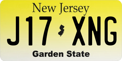 NJ license plate J17XNG
