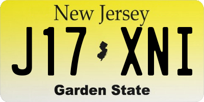 NJ license plate J17XNI