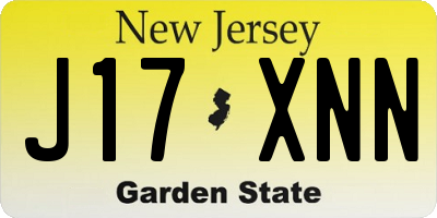NJ license plate J17XNN