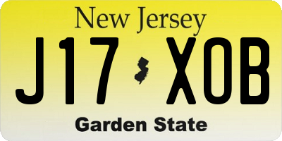 NJ license plate J17XOB