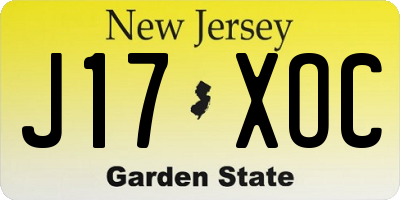 NJ license plate J17XOC
