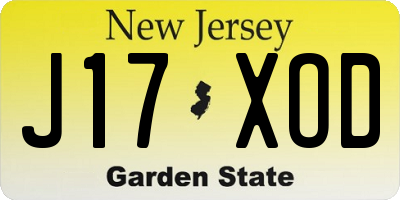 NJ license plate J17XOD