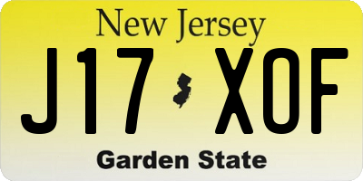 NJ license plate J17XOF