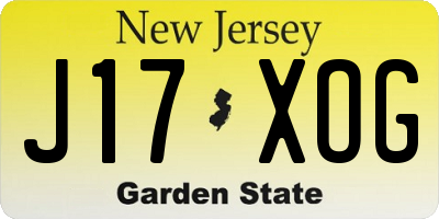 NJ license plate J17XOG