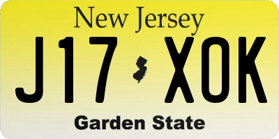 NJ license plate J17XOK