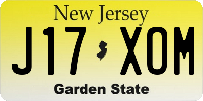 NJ license plate J17XOM