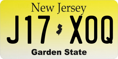 NJ license plate J17XOQ