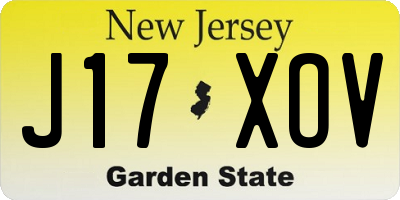 NJ license plate J17XOV