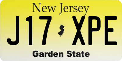 NJ license plate J17XPE