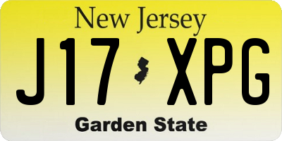 NJ license plate J17XPG