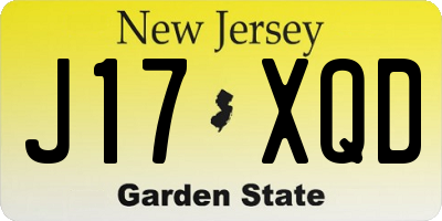 NJ license plate J17XQD