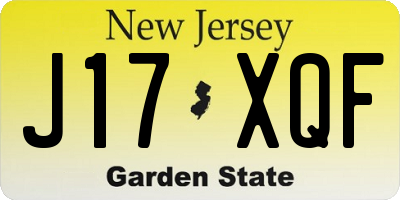 NJ license plate J17XQF