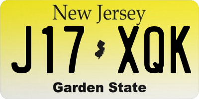 NJ license plate J17XQK