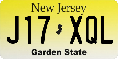 NJ license plate J17XQL