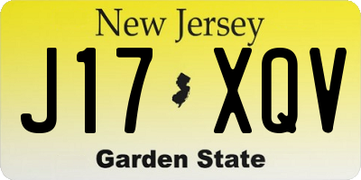 NJ license plate J17XQV