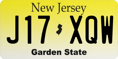 NJ license plate J17XQW