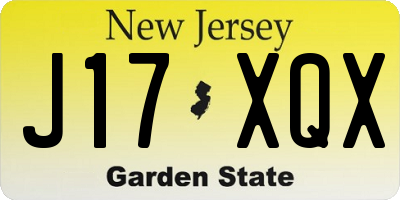 NJ license plate J17XQX