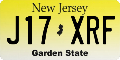 NJ license plate J17XRF
