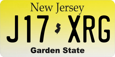 NJ license plate J17XRG