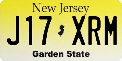 NJ license plate J17XRM