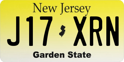 NJ license plate J17XRN