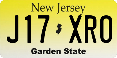 NJ license plate J17XRO