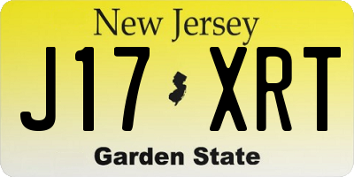 NJ license plate J17XRT