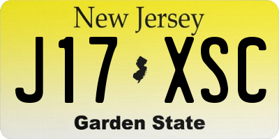 NJ license plate J17XSC