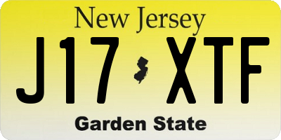 NJ license plate J17XTF