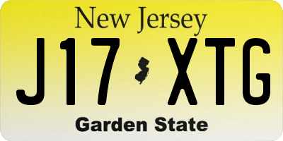 NJ license plate J17XTG