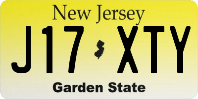 NJ license plate J17XTY